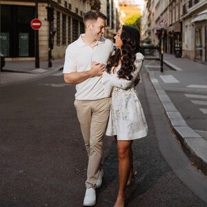 Zimmermann Natura Linen Floral Belted Minidress Blue Birds Size 0